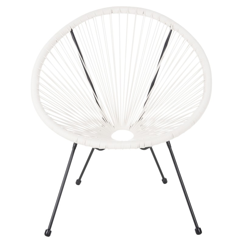 OUTDOOR LOUNGE SET 3PCS ACAPULCO FK11861.12 P.E.RATTAN WHITE-METAL IN BLACK OUTDOOR LOUNGE SET 3PCS ACAPULCO FK11861.12 P.E.RATTAN WHITE-METAL IN BLACK