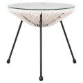 OUTDOOR LOUNGE SET 3PCS ACAPULCO FK11861.12 P.E.RATTAN WHITE-METAL IN BLACK OUTDOOR LOUNGE SET 3PCS ACAPULCO FK11861.12 P.E.RATTAN WHITE-METAL IN BLACK