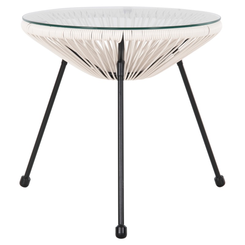 OUTDOOR LOUNGE SET 3PCS ACAPULCO FK11861.12 P.E.RATTAN WHITE-METAL IN BLACK OUTDOOR LOUNGE SET 3PCS ACAPULCO FK11861.12 P.E.RATTAN WHITE-METAL IN BLACK