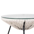 OUTDOOR LOUNGE SET 3PCS ACAPULCO FK11861.12 P.E.RATTAN WHITE-METAL IN BLACK OUTDOOR LOUNGE SET 3PCS ACAPULCO FK11861.12 P.E.RATTAN WHITE-METAL IN BLACK