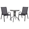 OUTDOOR DINING SET 3PCS LEON FK5181.03 METAL CHAIRS & TABLE Φ60cm BLACK