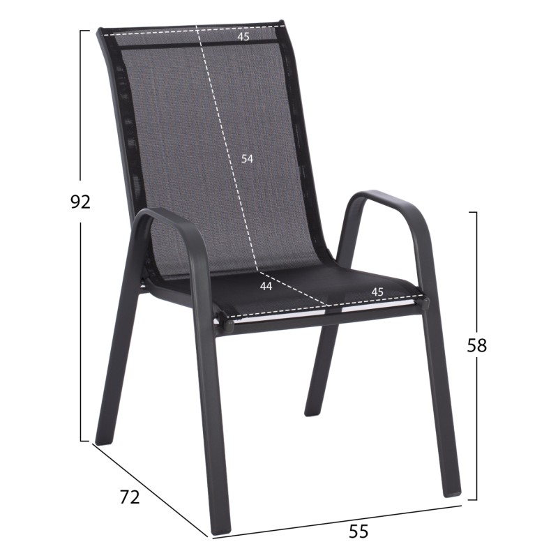 OUTDOOR DINING SET 3PCS LEON FK5181.03 METAL CHAIRS & TABLE Φ60cm BLACK