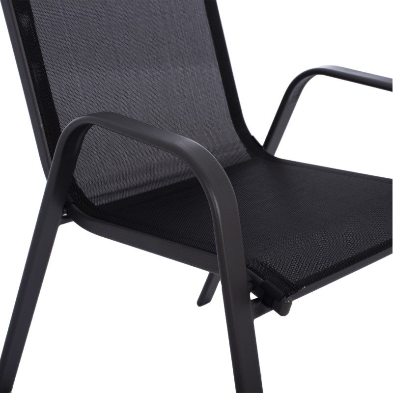 OUTDOOR DINING SET 3PCS LEON FK5181.03 METAL CHAIRS & TABLE Φ60cm BLACK