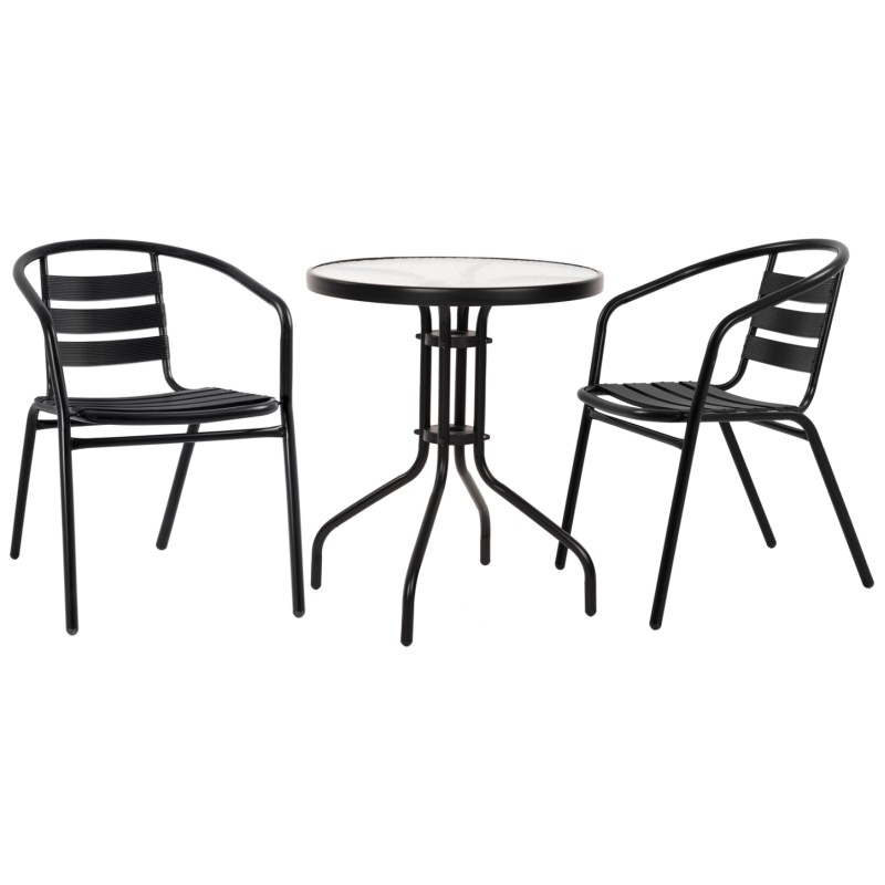 OUTDOOR DINING SET 3PCS LAURA ΗΜ10467.03 METAL & ALUM. CHAIRS & TABLE Φ60cm BLACK OUTDOOR DINING SET 3PCS LAURA ΗΜ10467.03 METAL & ALUM. CHAIRS & TABLE Φ60cm BLACK