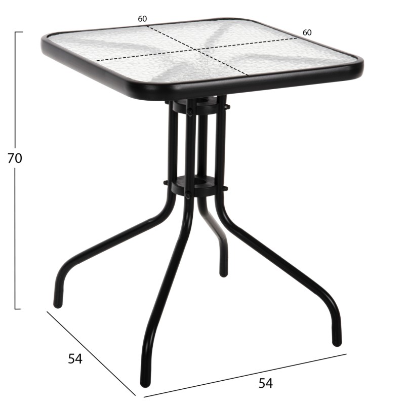 OUTDOOR DINING SET 3PCS LAURA FK10468.03 METAL & ALUM. CHAIRS & TABLE--BLACK
