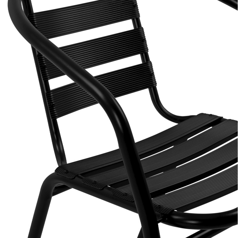 OUTDOOR DINING SET 3PCS LAURA FK10468.03 METAL & ALUM. CHAIRS & TABLE--BLACK