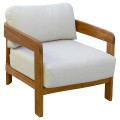 OUTDOOR LOUNGE CHAIR SOLARA FK6513 ACACIA WOOD IN NATURAL--CUSHIONS IN ECRU 75x70x75Hcm. OUTDOOR LOUNGE CHAIR SOLARA FK6513 ACACIA WOOD IN NATURAL--CUSHIONS IN ECRU 75x70x75Hcm.