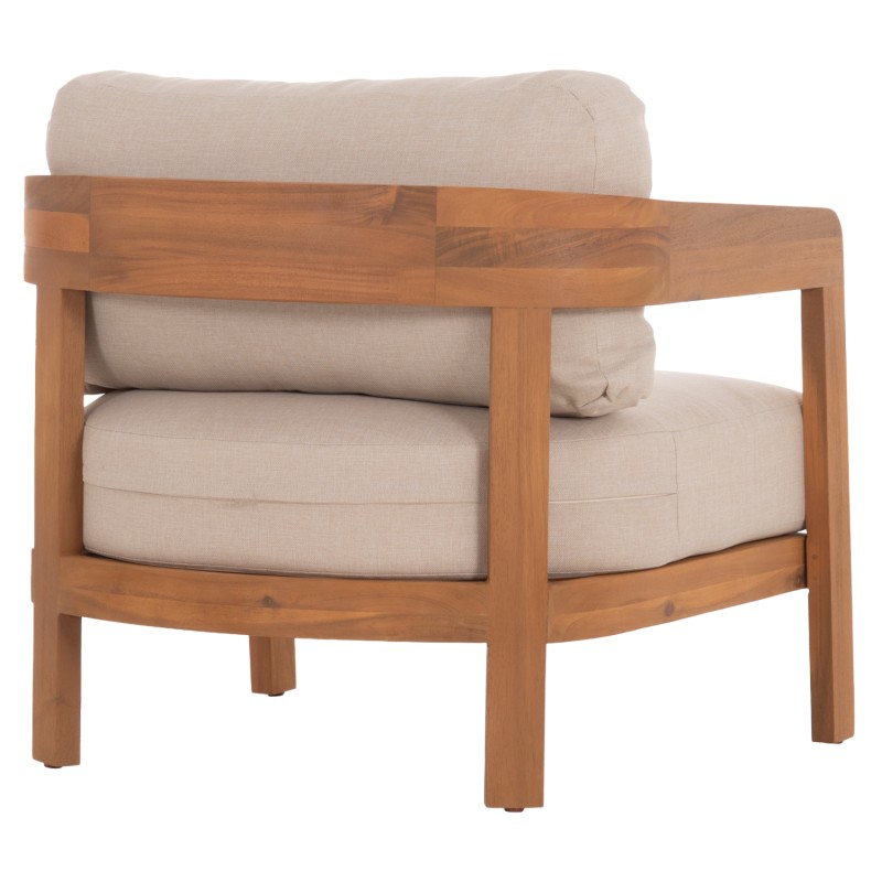 OUTDOOR LOUNGE CHAIR SOLARA FK6513 ACACIA WOOD IN NATURAL--CUSHIONS IN ECRU 75x70x75Hcm. OUTDOOR LOUNGE CHAIR SOLARA FK6513 ACACIA WOOD IN NATURAL--CUSHIONS IN ECRU 75x70x75Hcm.