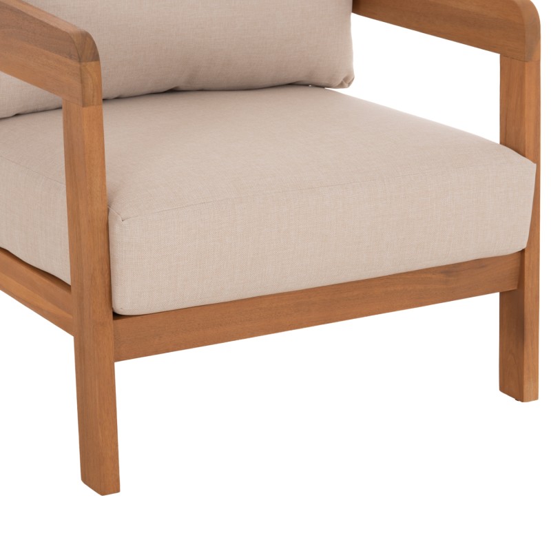 OUTDOOR LOUNGE CHAIR SOLARA FK6513 ACACIA WOOD IN NATURAL--CUSHIONS IN ECRU 75x70x75Hcm. OUTDOOR LOUNGE CHAIR SOLARA FK6513 ACACIA WOOD IN NATURAL--CUSHIONS IN ECRU 75x70x75Hcm.