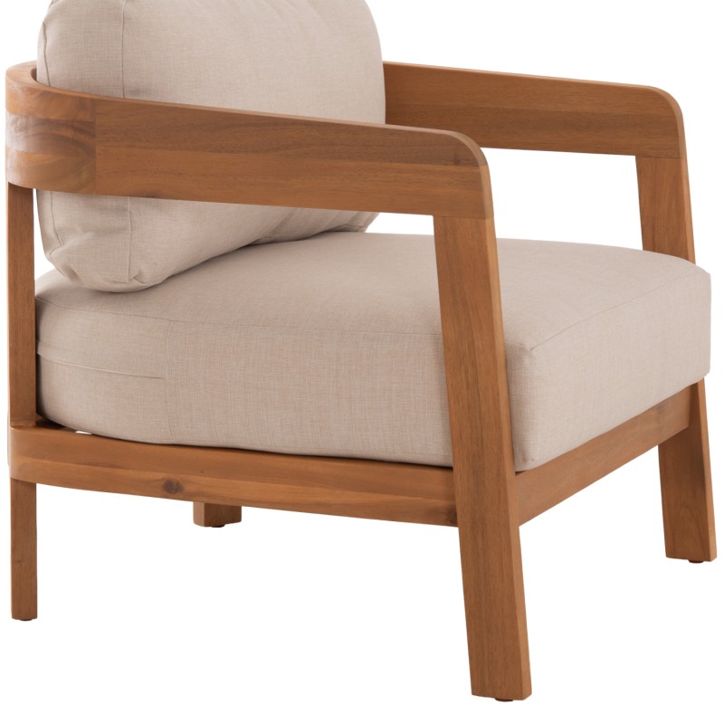 OUTDOOR LOUNGE CHAIR SOLARA FK6513 ACACIA WOOD IN NATURAL--CUSHIONS IN ECRU 75x70x75Hcm. OUTDOOR LOUNGE CHAIR SOLARA FK6513 ACACIA WOOD IN NATURAL--CUSHIONS IN ECRU 75x70x75Hcm.