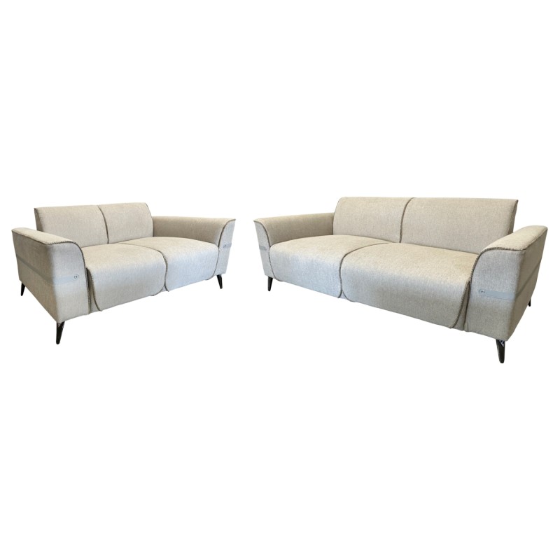SOFA SET 2PCS FERIN FK6070.12 ECRU FABRIC WITH METAL LEGS SOFA SET 2PCS FERIN FK6070.12 ECRU FABRIC WITH METAL LEGS