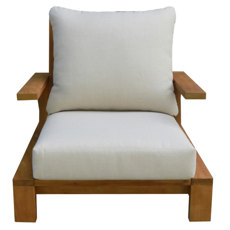 LOUNGE CHAIR MIREX FK6641 ACACIA WOOD IN NATURAL--CUSHIONS IN ECRU 80x96x62Hcm. LOUNGE CHAIR MIREX FK6641 ACACIA WOOD IN NATURAL--CUSHIONS IN ECRU 80x96x62Hcm.