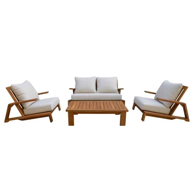 LOUNGE CHAIR MIREX FK6641 ACACIA WOOD IN NATURAL--CUSHIONS IN ECRU 80x96x62Hcm. LOUNGE CHAIR MIREX FK6641 ACACIA WOOD IN NATURAL--CUSHIONS IN ECRU 80x96x62Hcm.