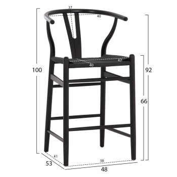 BAR STOOL BRAVE FK9405.04 WITH WISHBONE BACK-BEECH WOOD-BLACK 48x53x100Hcm. BAR STOOL BRAVE FK9405.04 WITH WISHBONE BACK-BEECH WOOD-BLACK 48x53x100Hcm.
