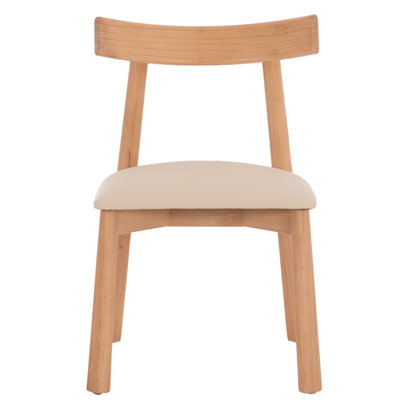 DINING CHAIR OSORIO FK18335.11 RUBBERWOOD IN NATURAL-ECRU PU 51x55x74Hcm. DINING CHAIR OSORIO FK18335.11 RUBBERWOOD IN NATURAL-ECRU PU 51x55x74Hcm.