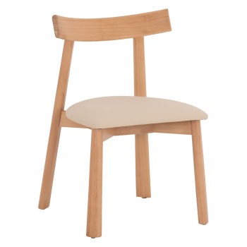 DINING CHAIR OSORIO FK18335.11 RUBBERWOOD IN NATURAL-ECRU PU 51x55x74Hcm.