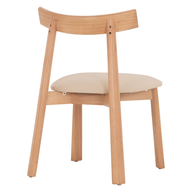 DINING CHAIR OSORIO FK18335.11 RUBBERWOOD IN NATURAL-ECRU PU 51x55x74Hcm. DINING CHAIR OSORIO FK18335.11 RUBBERWOOD IN NATURAL-ECRU PU 51x55x74Hcm.