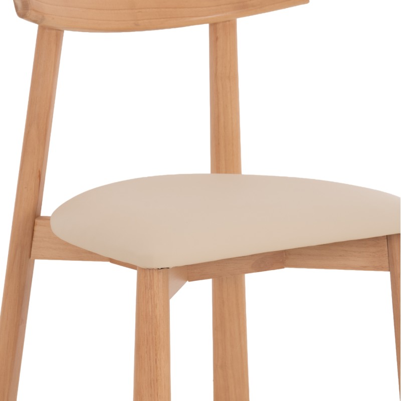 DINING CHAIR OSORIO FK18335.11 RUBBERWOOD IN NATURAL-ECRU PU 51x55x74Hcm. DINING CHAIR OSORIO FK18335.11 RUBBERWOOD IN NATURAL-ECRU PU 51x55x74Hcm.