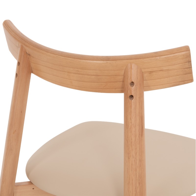 DINING CHAIR OSORIO FK18335.11 RUBBERWOOD IN NATURAL-ECRU PU 51x55x74Hcm. DINING CHAIR OSORIO FK18335.11 RUBBERWOOD IN NATURAL-ECRU PU 51x55x74Hcm.