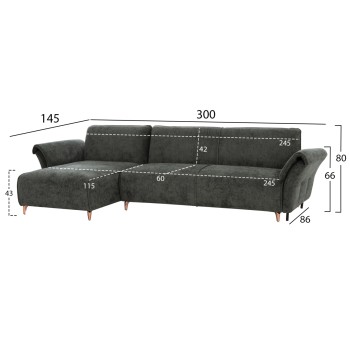 CORNER REVERSIBLE SOFA-BED MAILO FK6071.03 GREEN FABRIC-METAL LEGS 300x145x80Hcm. CORNER REVERSIBLE SOFA-BED MAILO FK6071.03 GREEN FABRIC-METAL LEGS 300x145x80Hcm.