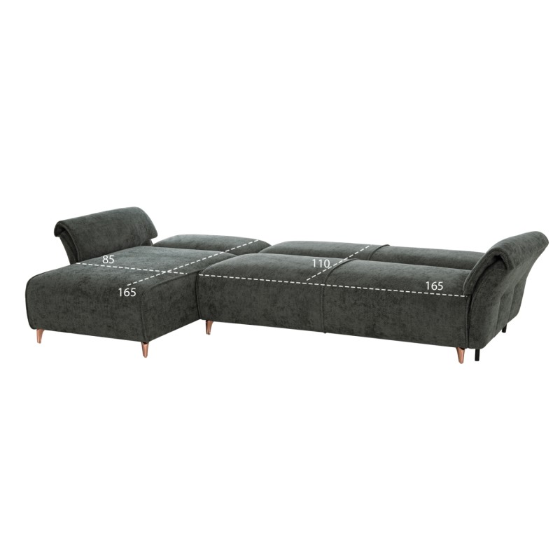 CORNER REVERSIBLE SOFA-BED MAILO FK6071.03 GREEN FABRIC-METAL LEGS 300x145x80Hcm.