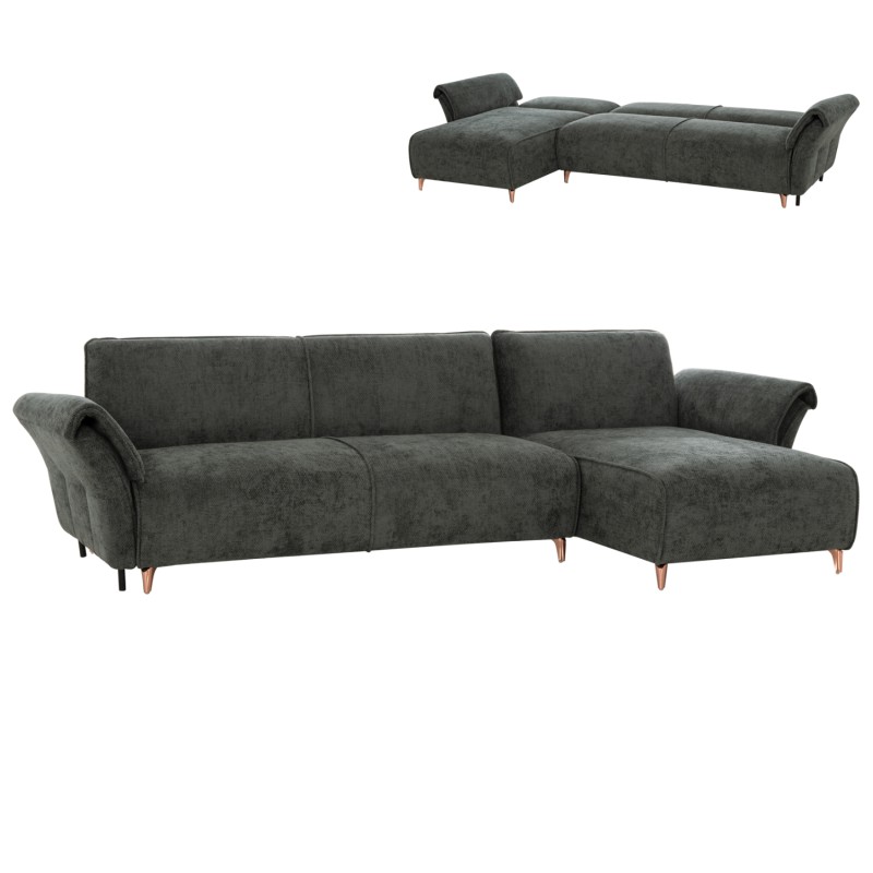 CORNER REVERSIBLE SOFA-BED MAILO FK6071.03 GREEN FABRIC-METAL LEGS 300x145x80Hcm.