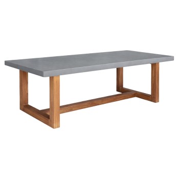 DINING TABLE ASTOR FK6572.01 GREY FIBER CEMENT TOP--ACACIA WOOD LEGS 240x100x75Hcm
