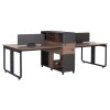 WORKSTATION 4-SEATER MAVIX FK2158 MELAMINE-METAL IN GREY/WALNUT 280x123x110Hcm.