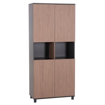 OFFICE BOOKCASE MAVIX FK2160 MELAMINE IN GREY-WALNUT 80Χ40Χ180Hcm.