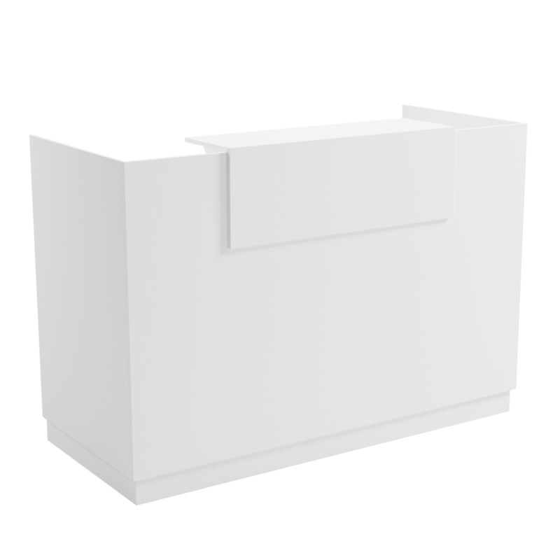 RECEPTION DESK BARRY FK2153.02 MELAMINE IN ALL WHITE 160x70x110Hcm. RECEPTION DESK BARRY FK2153.02 MELAMINE IN ALL WHITE 160x70x110Hcm.