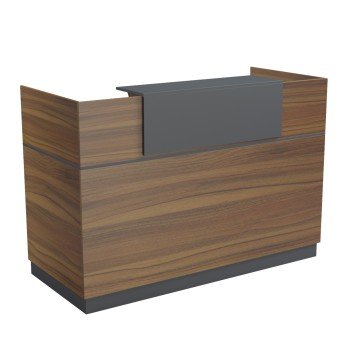 RECEPTION DESK BARRY FK2153.03 MELAMINE IN WALNUT-GREY 160x70x110Hcm.