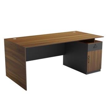 OFFICE DESK WITH RIGHT SIDE CABINET TACTIC FK18387.03 MELAMINE IN WALNUT/GREY 180x90x76Hcm