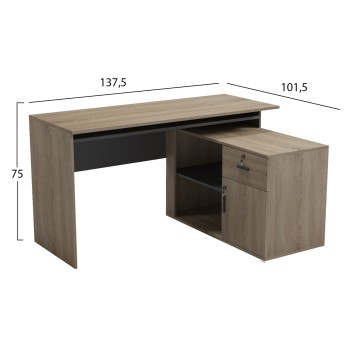 DESK RIGHT CORNER CARNET FK18384.13 MELAMINE IN SONAMA/GREY 138x102x75Hcm. DESK RIGHT CORNER CARNET FK18384.13 MELAMINE IN SONAMA/GREY 138x102x75Hcm.