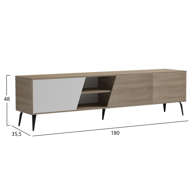 TV FURNITURE CATERRA FK18374.11 MELAMINE SONAMA/WHITE 180Χ35.5Χ48Hcm. TV FURNITURE CATERRA FK18374.11 MELAMINE SONAMA/WHITE 180Χ35.5Χ48Hcm.