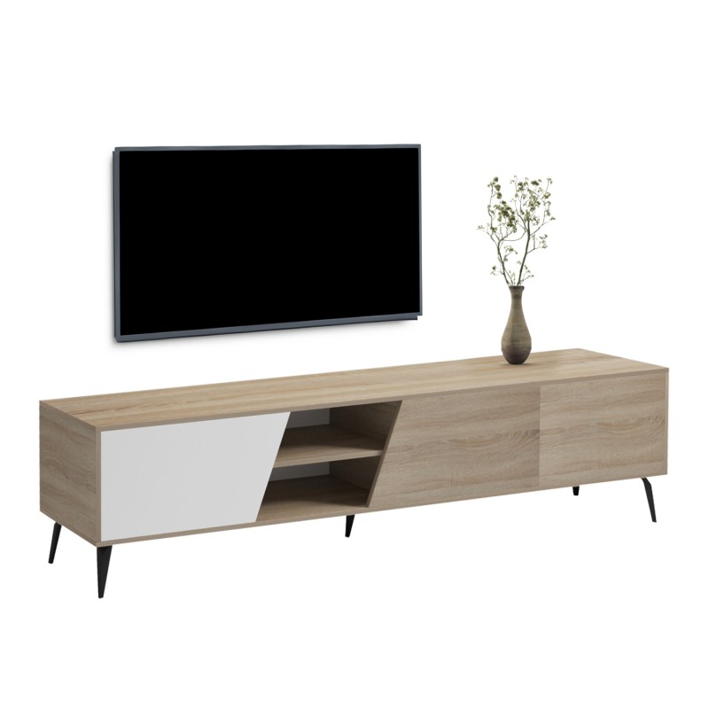 TV FURNITURE CATERRA FK18374.11 MELAMINE SONAMA/WHITE 180Χ35.5Χ48Hcm. TV FURNITURE CATERRA FK18374.11 MELAMINE SONAMA/WHITE 180Χ35.5Χ48Hcm.