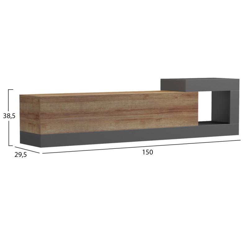 ON-WALL TV FURNITURE ESSENZA FK18372.13 MELAMINE IN OAK/GREY 150x29.6x38.6Hcm. ON-WALL TV FURNITURE ESSENZA FK18372.13 MELAMINE IN OAK/GREY 150x29.6x38.6Hcm.