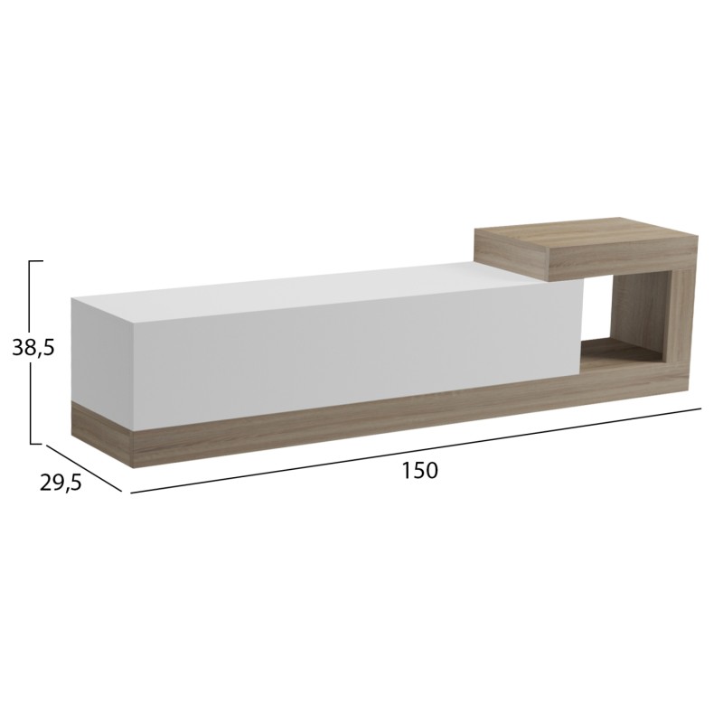 ON-WALL TV FURNITURE ESSENZA FK18372.11 MELAMINE SONAMA/WHITE 150x29.6x38.6Hcm. ON-WALL TV FURNITURE ESSENZA FK18372.11 MELAMINE SONAMA/WHITE 150x29.6x38.6Hcm.