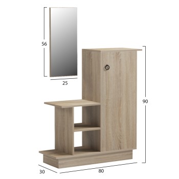 ENTRANCE FURNITURE WITH WALL MIRROR SONG FK18379.01 MELAMINE IN SONAMA 80x30x90Hcm ENTRANCE FURNITURE WITH WALL MIRROR SONG FK18379.01 MELAMINE IN SONAMA 80x30x90Hcm