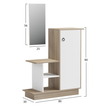 ENTRANCE FURNITURE WITH WALL MIRROR SONG FK18379.11 MELAMINE IN SONAMA/WHITE 80x30x90Hcm ENTRANCE FURNITURE WITH WALL MIRROR SONG FK18379.11 MELAMINE IN SONAMA/WHITE 80x30x90Hcm