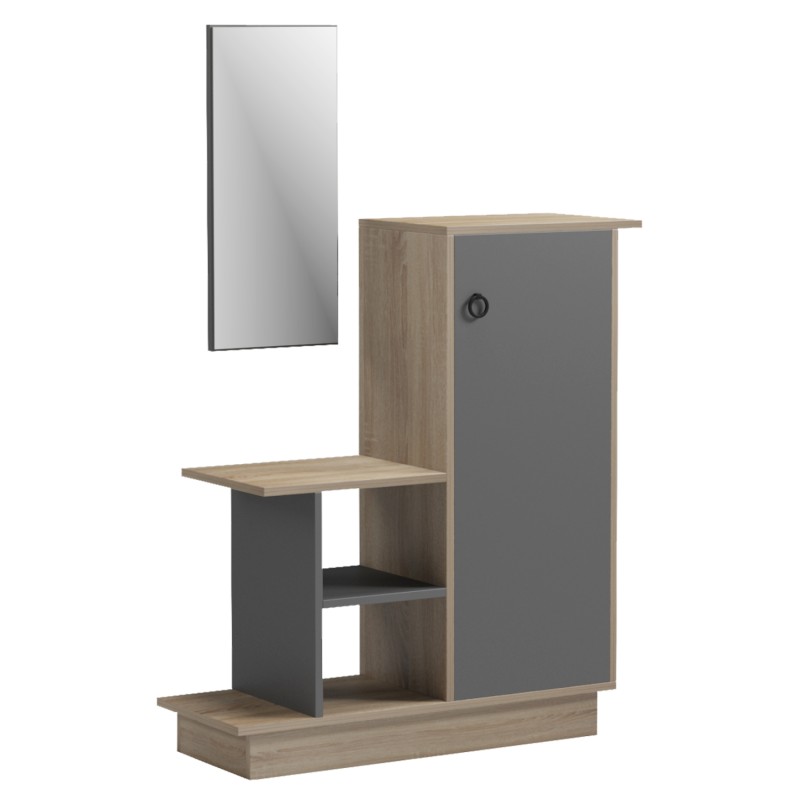 ENTRANCE FURNITURE WITH WALL MIRROR SONG FK18379.13 MELAMINE IN SONAMA/GREY 80x30x90Hcm ENTRANCE FURNITURE WITH WALL MIRROR SONG FK18379.13 MELAMINE IN SONAMA/GREY 80x30x90Hcm