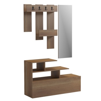 ENTRANCE FURNITURE WITH WALL MIRROR MEZZO FK18380.01 MELAMINE IN NATURAL 100x30x61Hcm