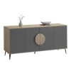 SIDEBOARD SAVORE FK18368.13 MELAMINE IN SONAMA/GREY--BLACK METAL LEGS 180x35.5x82Hcm.