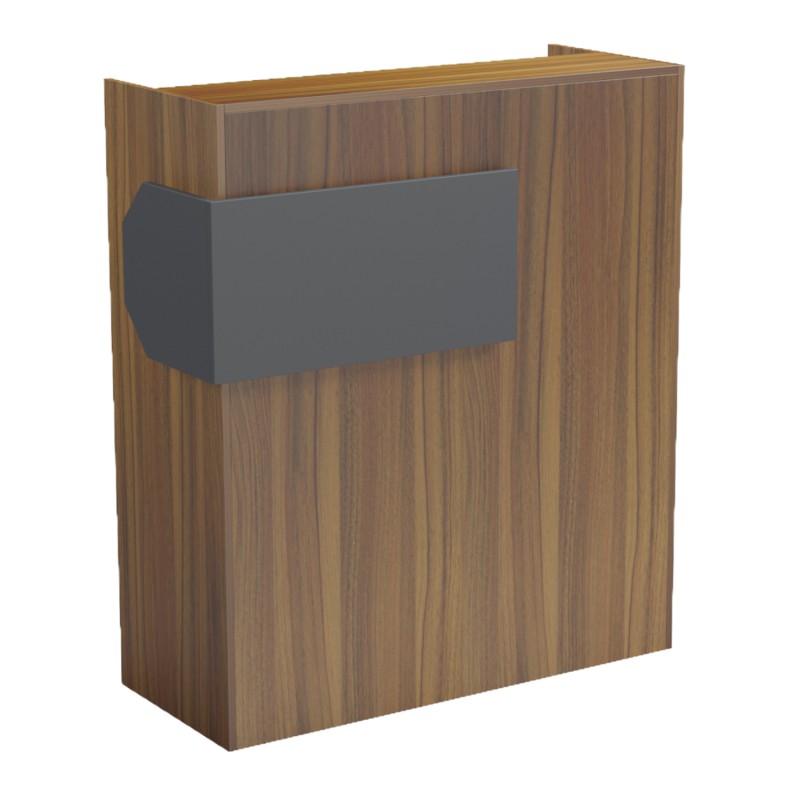 RECEPTION DESK GAND FK2154.03 MELAMINE IN WALNUT-GREY 95.5x40x110Hcm. RECEPTION DESK GAND FK2154.03 MELAMINE IN WALNUT-GREY 95.5x40x110Hcm.