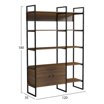 RACK NEZER FK18377.03 METAL FRAME--MELAMINE IN WALNUT 120x35x180Hcm. RACK NEZER FK18377.03 METAL FRAME--MELAMINE IN WALNUT 120x35x180Hcm.