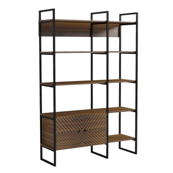 RACK NEZER FK18377.03 METAL FRAME--MELAMINE IN WALNUT 120x35x180Hcm.