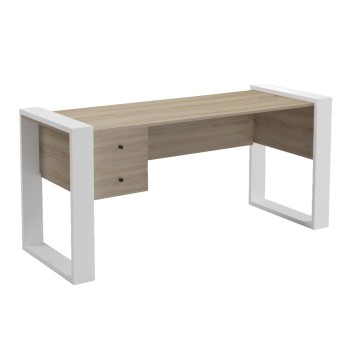 DESK WITH 2 DRAWERS TONTEL FK2157.01 MELAMINE IN SONAMA--WHITE LEGS 160x60x73Hcm.