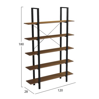 RACK TIMOTE FK18375.03 METAL FRAME--MELAMINE IN WALNUT 120x28x180Hcm. RACK TIMOTE FK18375.03 METAL FRAME--MELAMINE IN WALNUT 120x28x180Hcm.