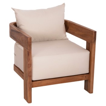 LOUNGE ARMCHAIR SERIES KIOTO FK6380 TEAK WOOD IN NATURAL COLOR 70x74x72Hcm.
