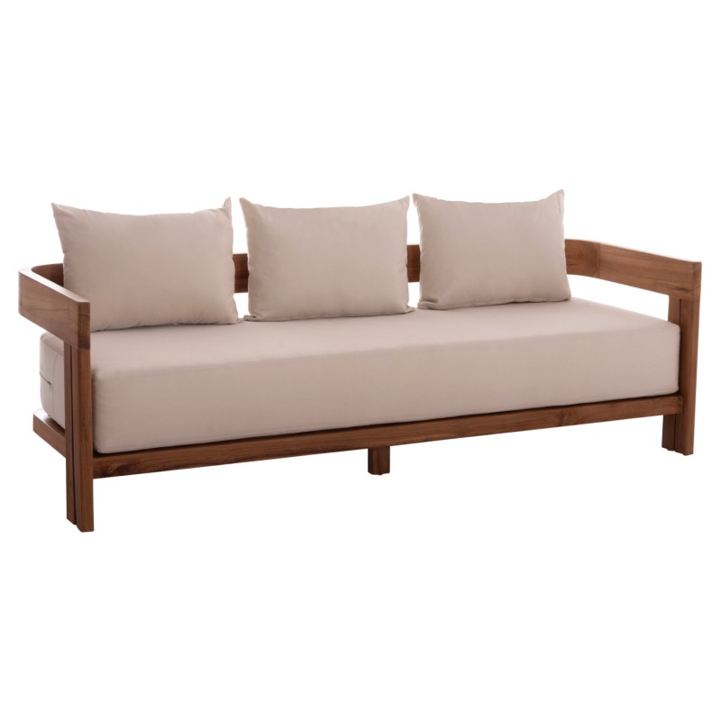 SOFA 3-SEATER SERIES KIOTO ΗΜ6382 TEAK WOOD IN NATURAL--BEIGE CUSHIONS 210x74x72Hcm. SOFA 3-SEATER SERIES KIOTO ΗΜ6382 TEAK WOOD IN NATURAL--BEIGE CUSHIONS 210x74x72Hcm.