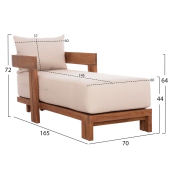 CHAISE LOUNGE WITH CUSHIONS SERIES KIOTO FK6385 TEAK WOOD IN NATURAL 165x70x64Hcm. CHAISE LOUNGE WITH CUSHIONS SERIES KIOTO FK6385 TEAK WOOD IN NATURAL 165x70x64Hcm.